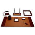 Mocha Brown 8 Piece Classic Top Grain Leather Desk Set